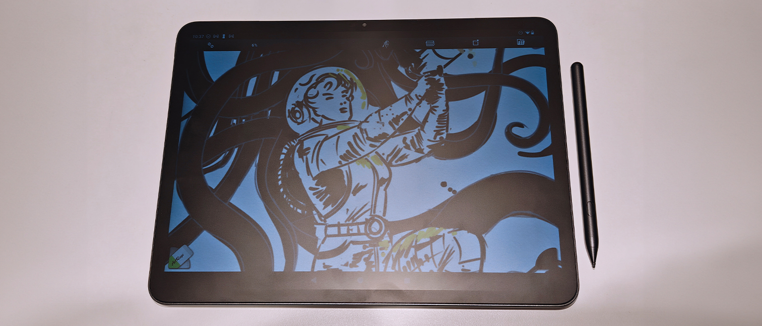 Huion Kamvas Skate 13 review; images of an Android drawing tablet