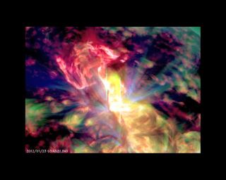 NASA's Solar Dynamics Observatory observed the M9-class solar flare that sparked the strongest radiation storm since 2005.