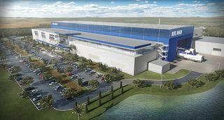 A digital representation of what the completed New Glenn facility will look like.