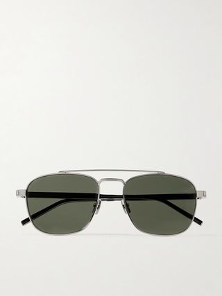Aviator-Style Acetate and Silver-Tone Sunglasses