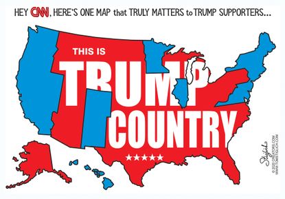 Political Cartoon U.S. Trump CNN Republicans cable news map country red states