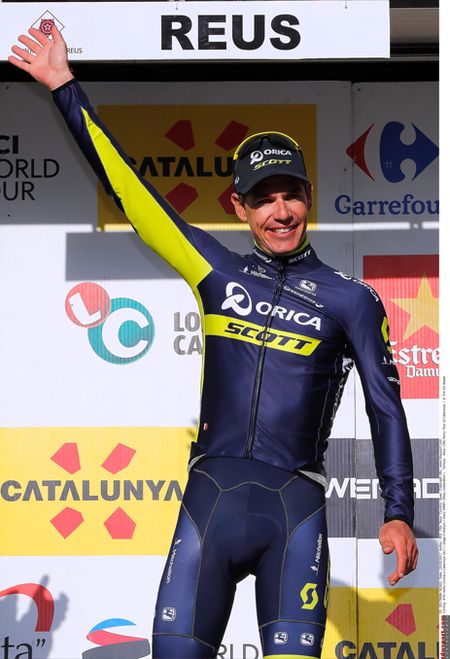 Daryl Impey (Orica Scott) on the podium