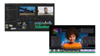 Screen cap of Adobe Premier Pro and DaVinci Resolve 17