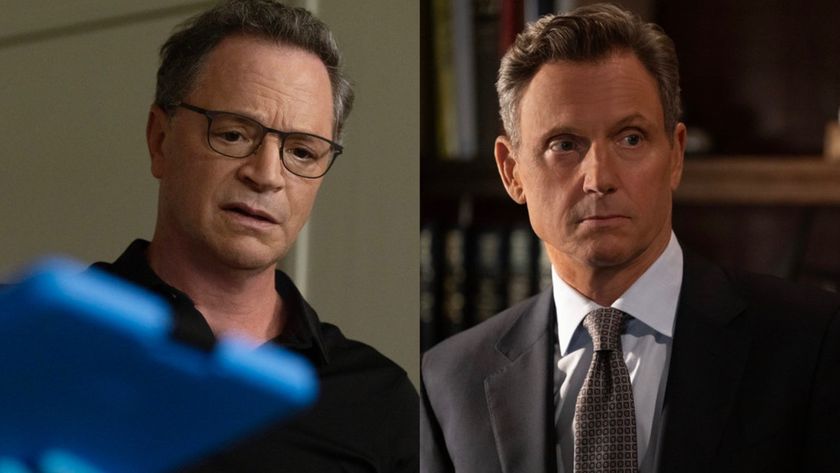 Joshua Malina as Kevin Bradley and Tony Golwyn as ADA Nick Baxter in Law &amp; Order Season 25