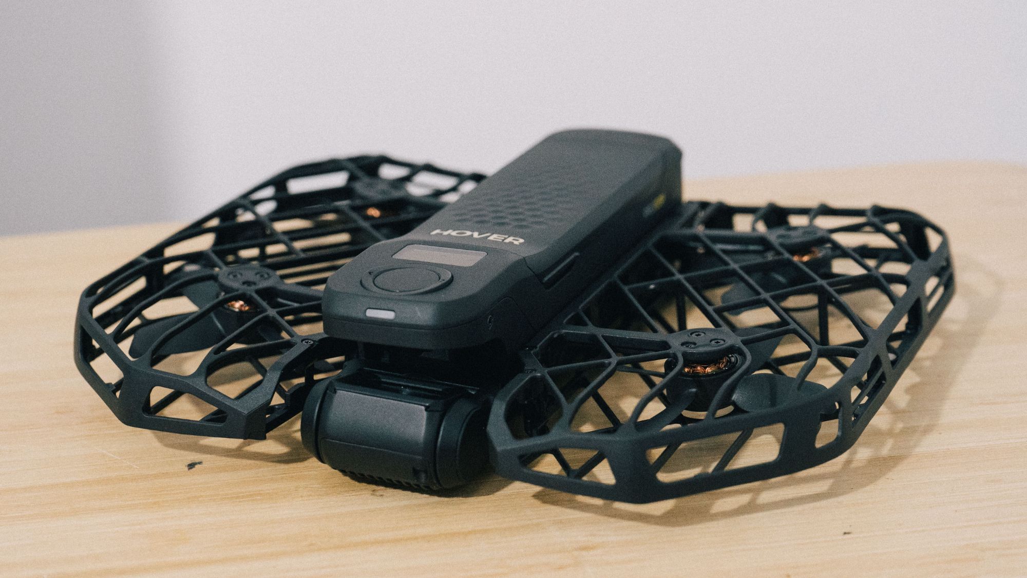 Hoverair X1 Pro drone on a wooden table
