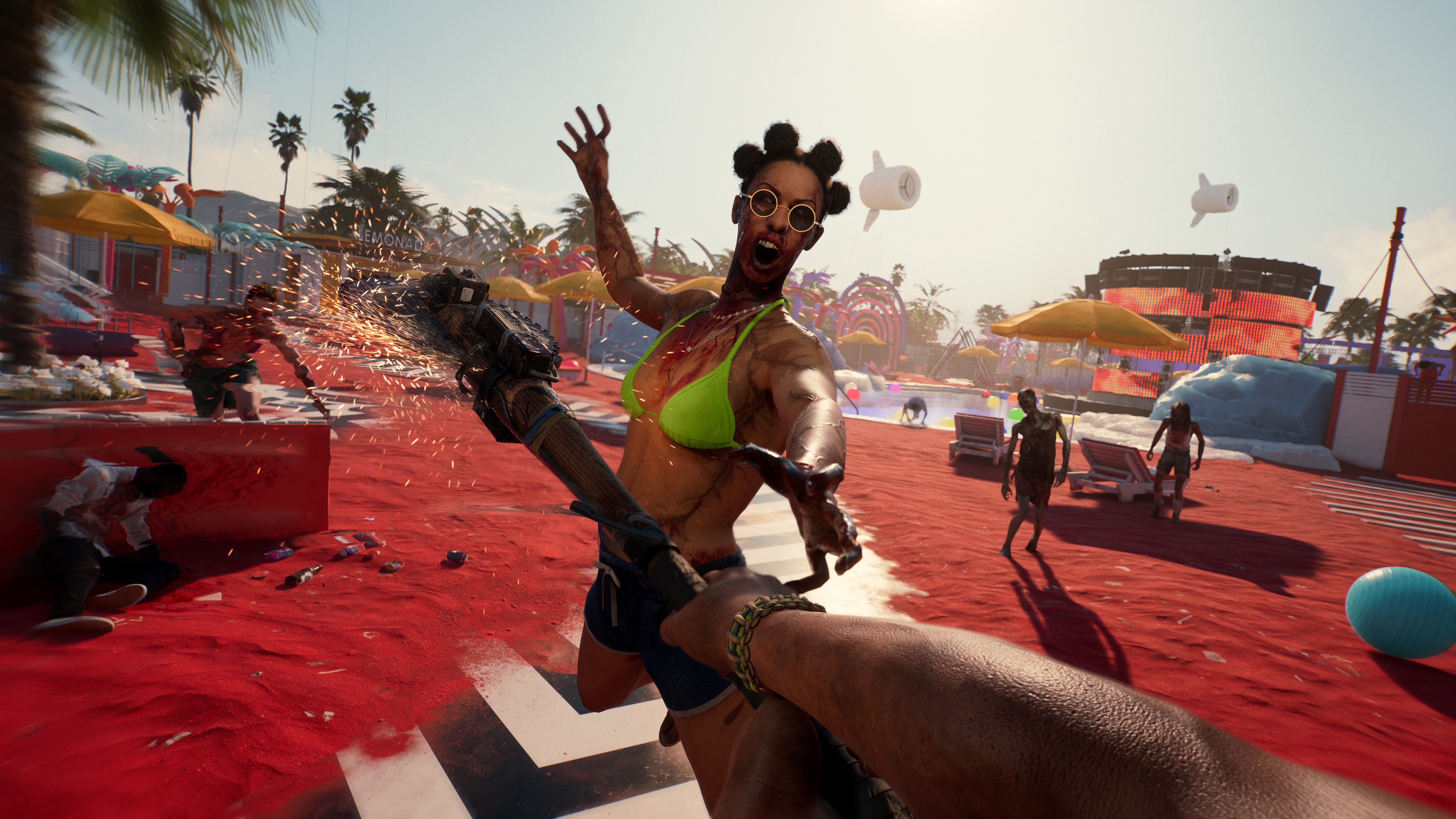 A screenshot that shows combat in Dead Island 2.