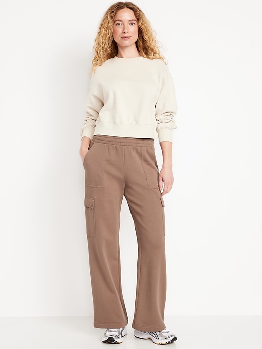 High-Waisted Socomfy Cargo Wide-Leg Sweatpants