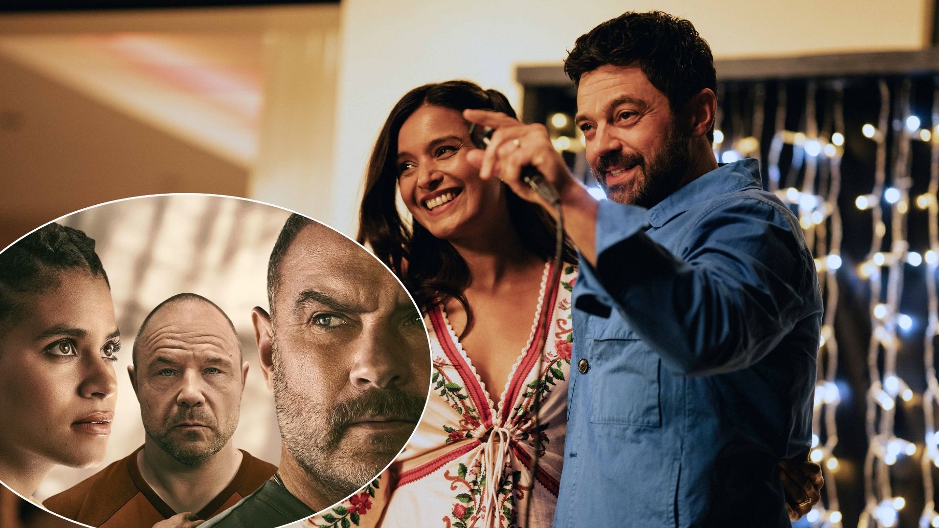 Shelley Conn as Hannah and Dominic Cooper as Tom in Adultery, and Zazie Beetz, Stephen Graham and Liev Schreiber in Nocturne