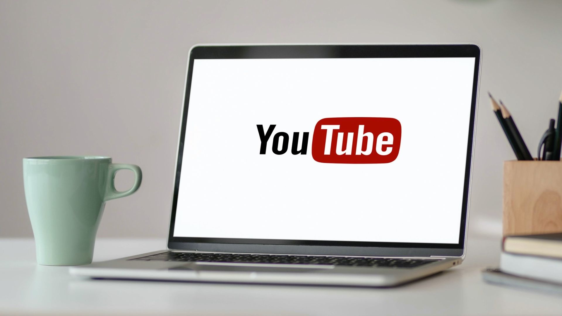 youtube logo on laptop