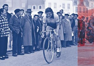 Elsy Jacobs from Luxembourg at the 1955 women's Tour de France
