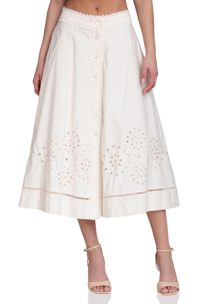 Cotton Eyelet A-Line Midi Skirt