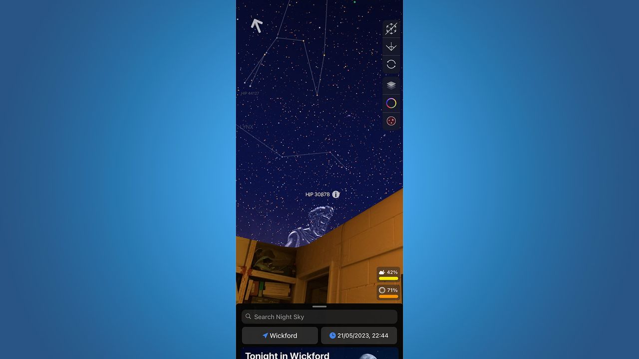 Night sky app screenshot