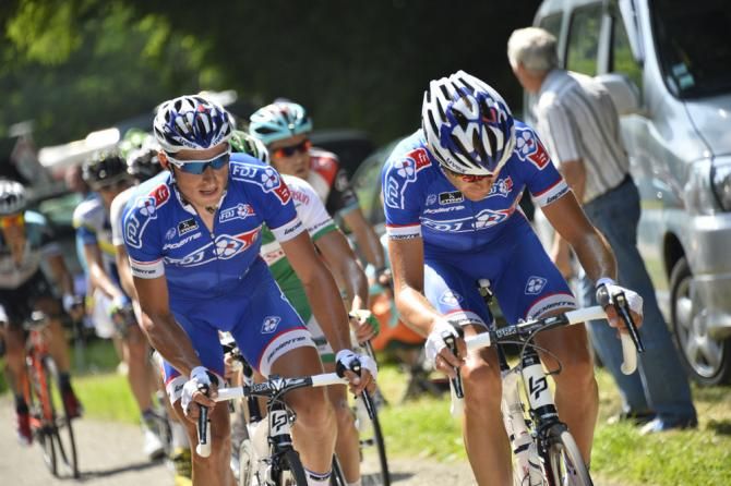 FDJ's Pierrick Fedrigo and Jeremy Roy are caught