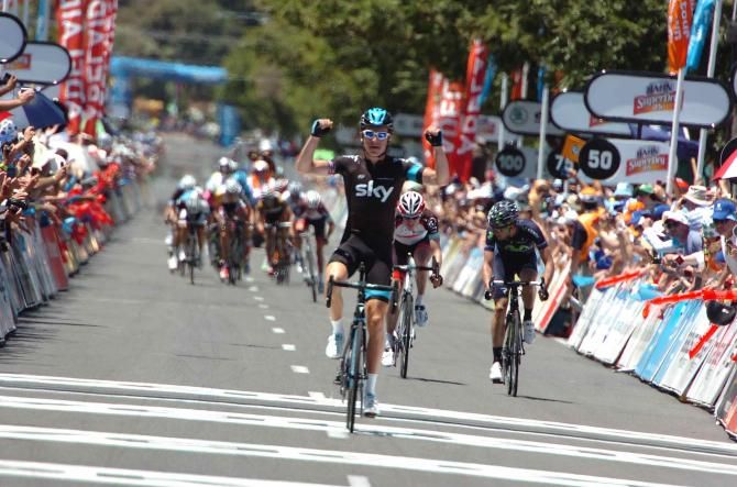 Geraint Thomas (Sky Procycling) takes his first win of the season into Rostrevor at Tour Down Under