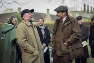 Guy Ritchie and Vinnie Jones on the set of The Gentlemen.