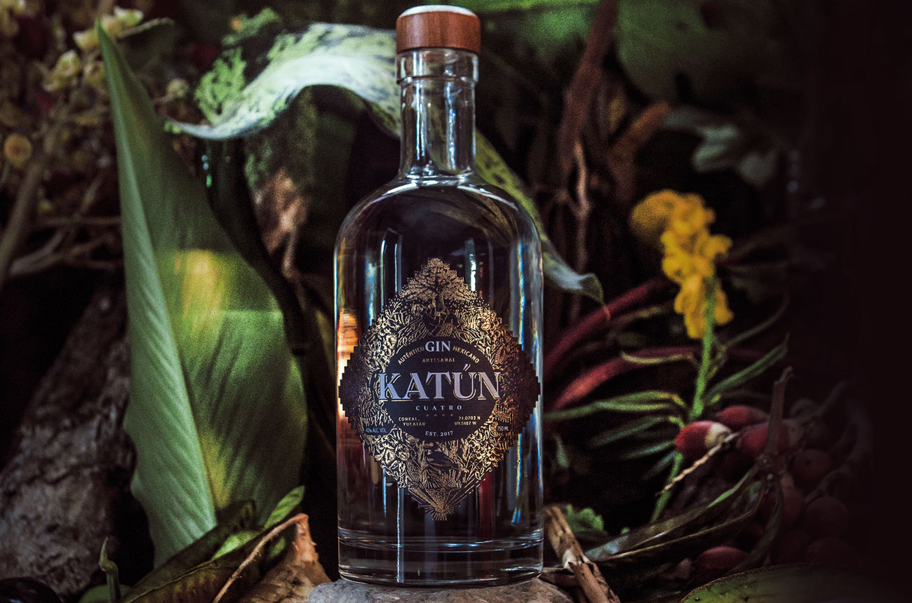 A bottle of Katun gin with Mexican botanicals