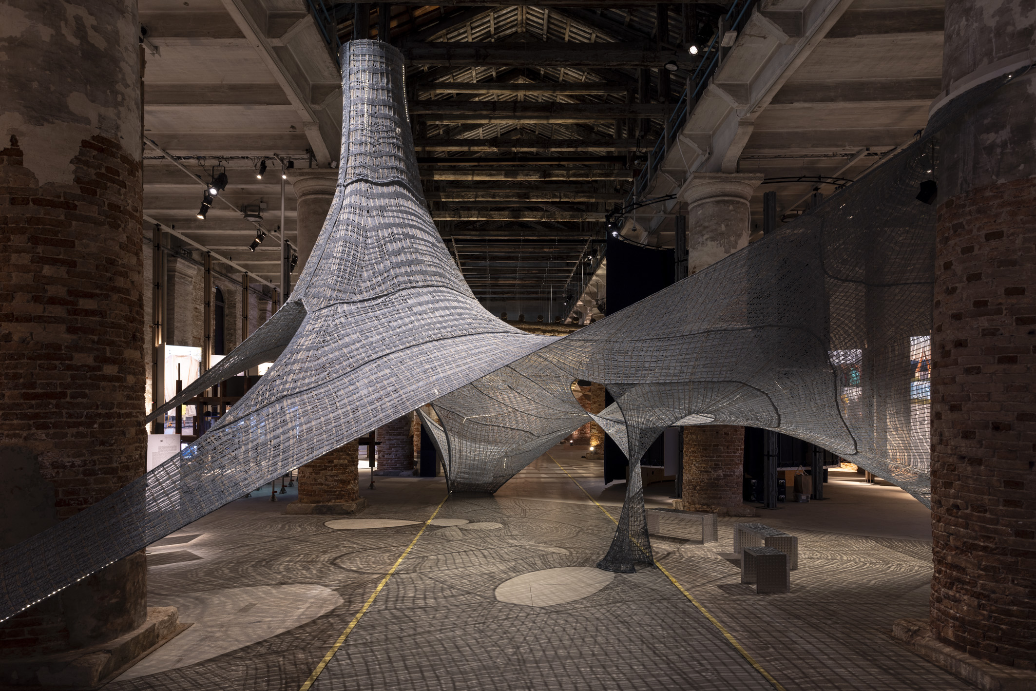 installation views within the arsenale rooms of Intelligens, the main show at venice architecture biennale 2025
