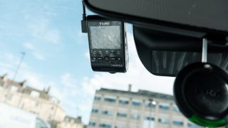 Viofo A229 Plus monitor mounted on a car windscreen