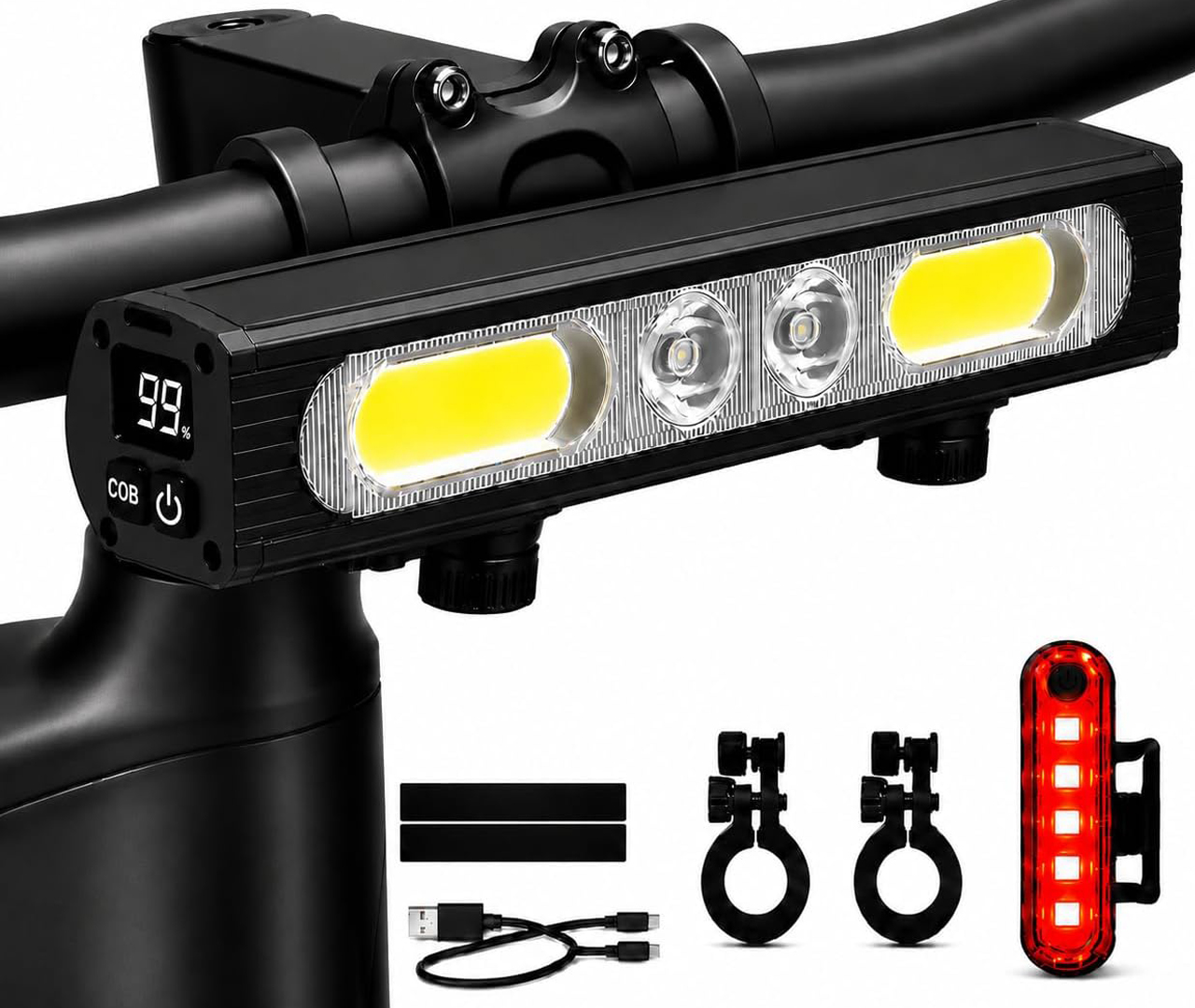 Set of front and rear bike lights