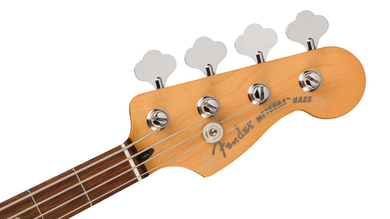 Fender Player Pus Meteora Bass in Opal Spark finish