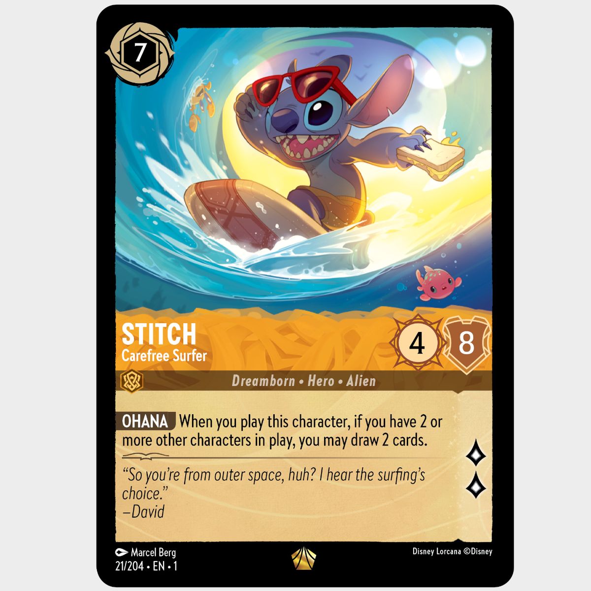 Disney Lorcana cards on a plain background