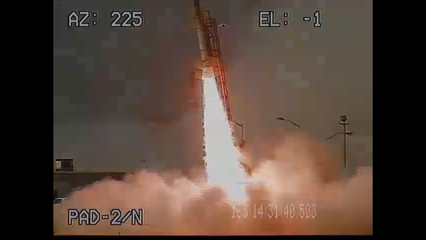 One of two small sounding rockets launches from NASA's Wallops Flight Facility on July 4, 2013, just in time for the Fourth of July holiday, as part of the Daytime Dynamo mission to probe Earth's ionosphere. Here, a Terrier-Improved Orion sounding rocket zooms from its Wallops Island, Va., launch pad.