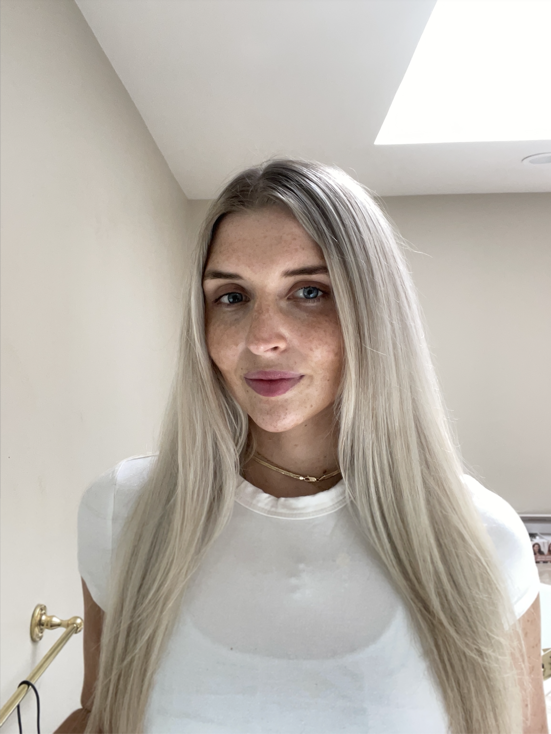 Katarina, a Marie Claire tester before testing Pureology Color Fanatic Top Coat + Clear Gloss