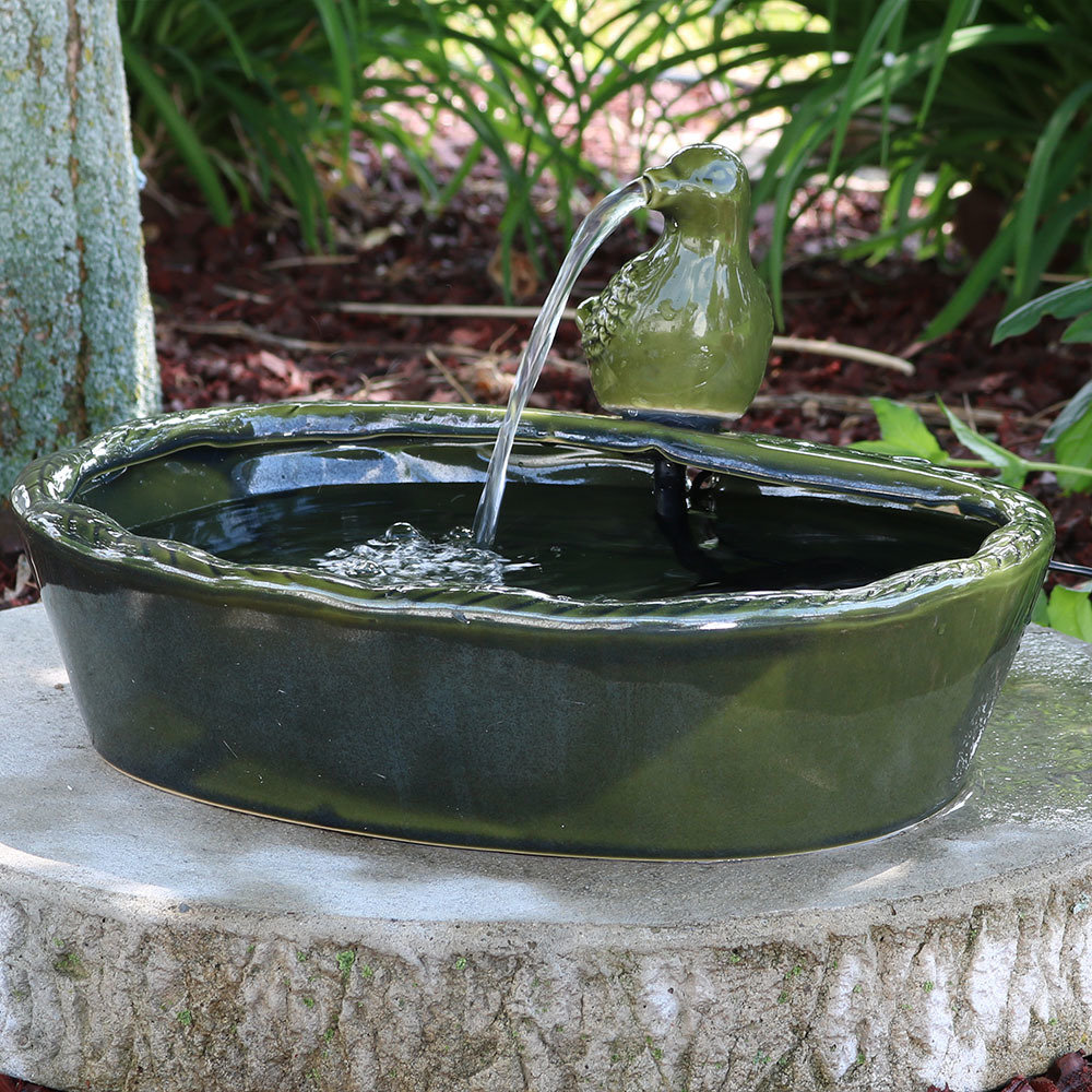 August Grove&amp;reg; Avidan Ceramic Solar Glazed Dove Water Fountain &amp;amp; Reviews | Wayfair