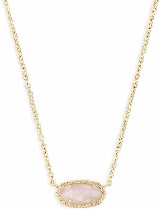 Kendra Scott, Kendra Scott Elisa Pendant Necklace for Women, Fashion Jewelry, 14k Gold-Plated, Rose Quartz