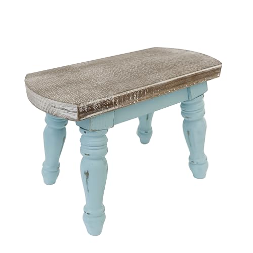 Dwellington Farmhouse Wooden Step Stool - Rustic Solid Wood Design, 300lb Capacity, Sturdy Step Ladder for Kids, Kitchen, Bathroom, Vintage Home Decor