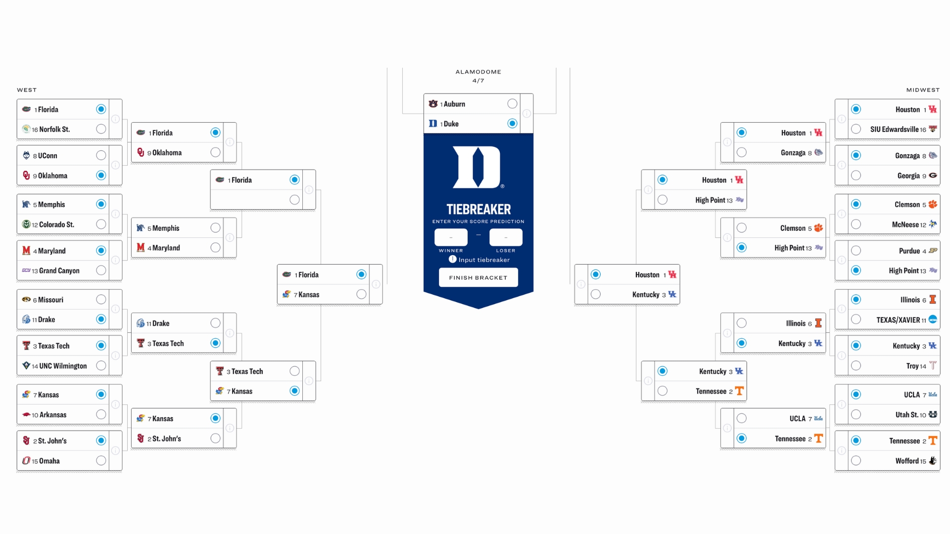 NCAA March Madness bracket