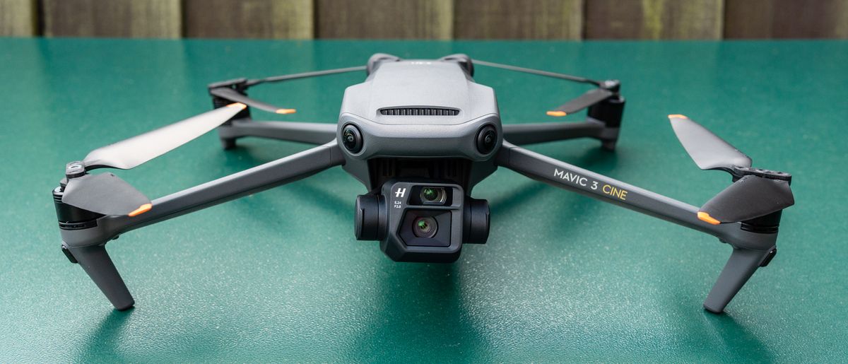 The DJI Mavic 3 drone sitting on a green surface