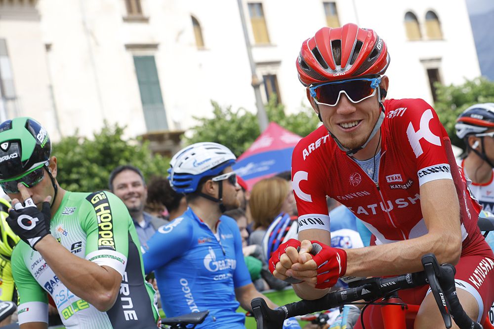 Ilnur Zakarin (Katusha) on the stage 7 start line in Sulmona