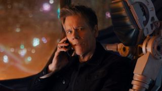 Kevin Bacon on the phone in Guardians of the Galaxy Holiday Special.