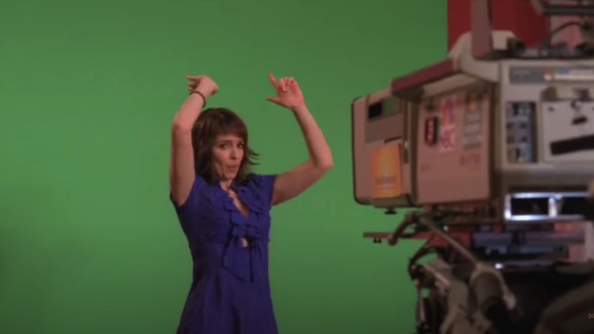 Liz (Tina Fey) struggles to look relaxed on camera