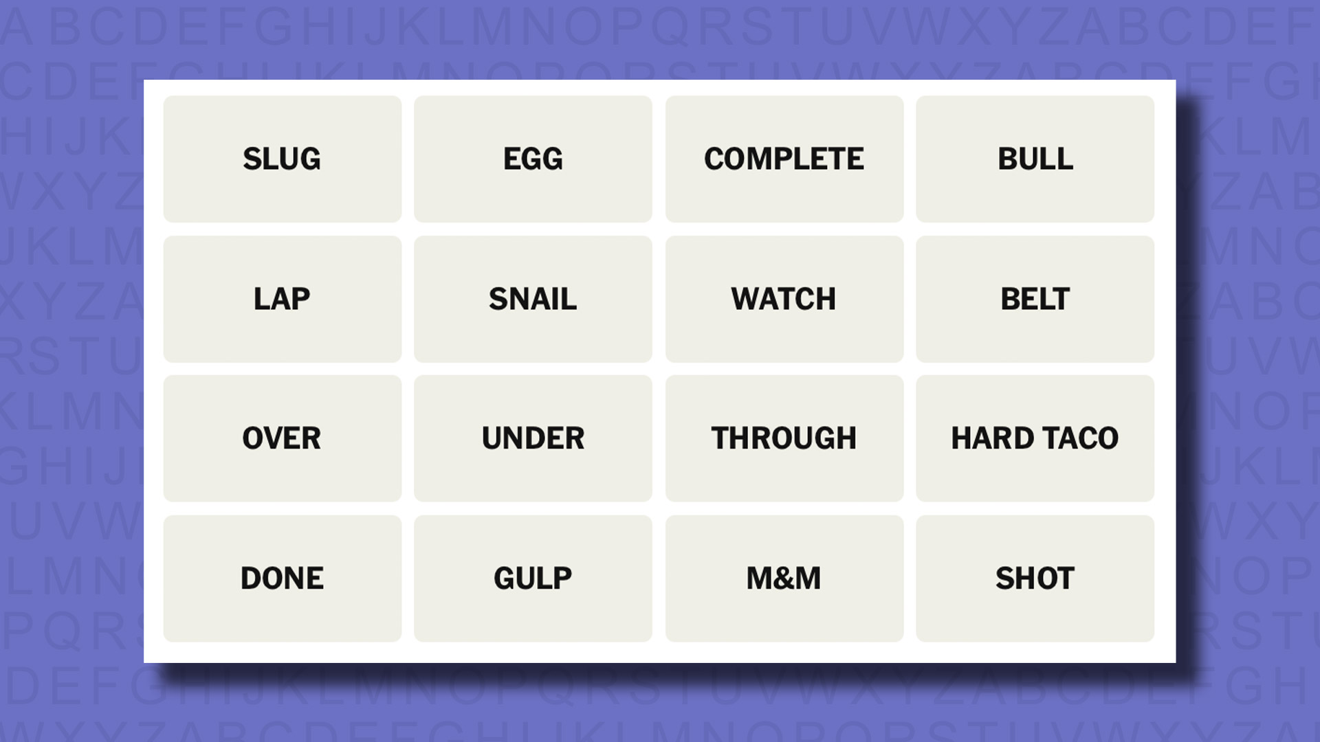 NYT Connections hints for game 821 on a purple background