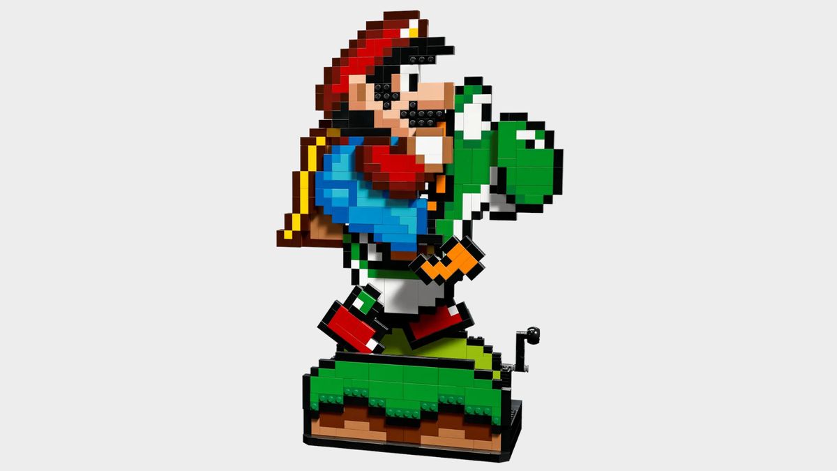 Lego Super Mario World set against a plain background