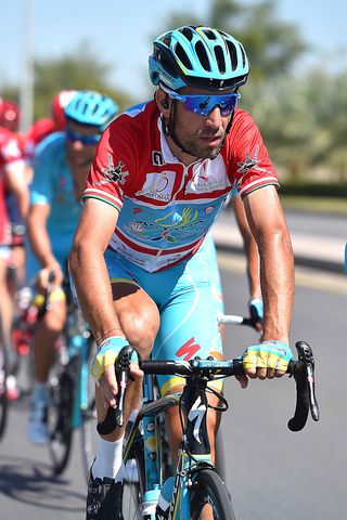 Vincenzo Nibali in the leader's jersey.
