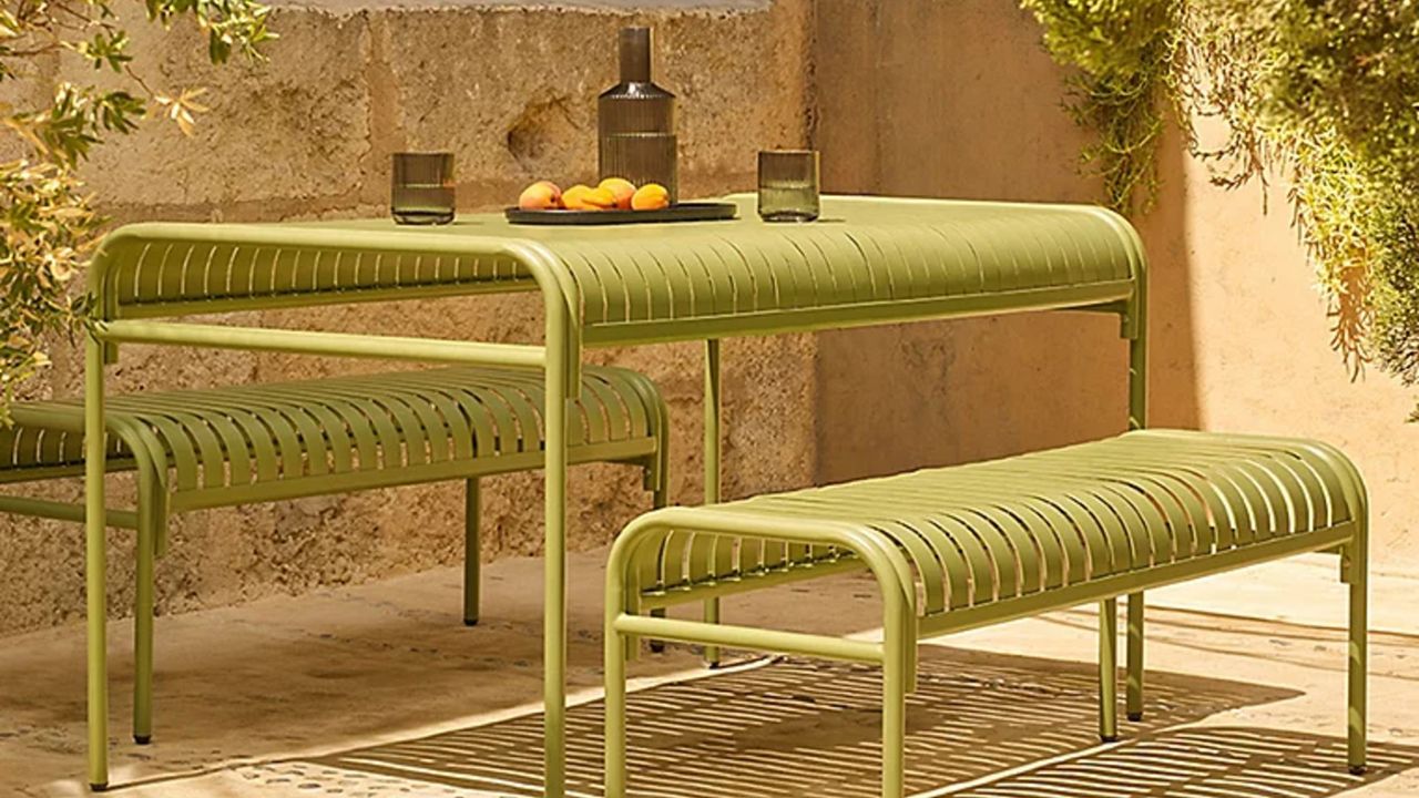 George Home Green Metal Slat 3 Piece Bench Set