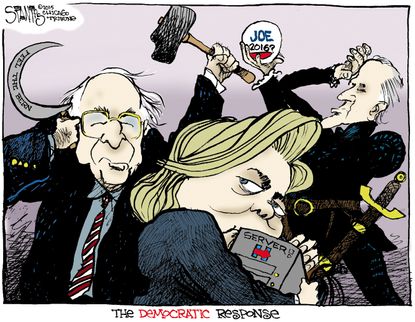 Political cartoon U.S. GOP Debate Democratic Response