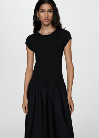 Black Flared Dress With Ruffled Hem