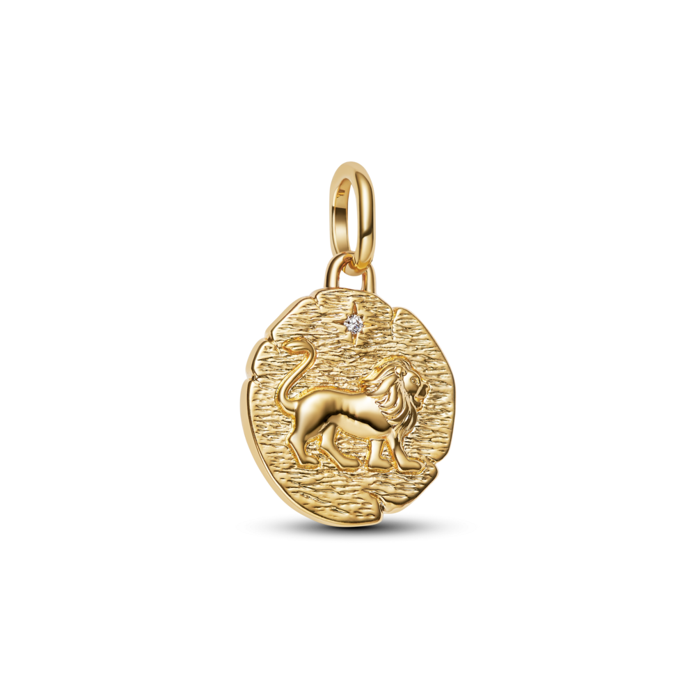 Product shots of gold charms from Pandora&#039;s Talisman collection