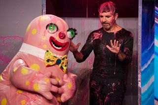 Simon Cowell gets covered in slime by Mr Blobby
