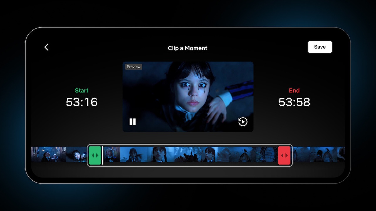 Screenshot of Netflix's new Moments feature update