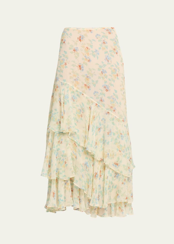 Meadow Silk Midi Skirt