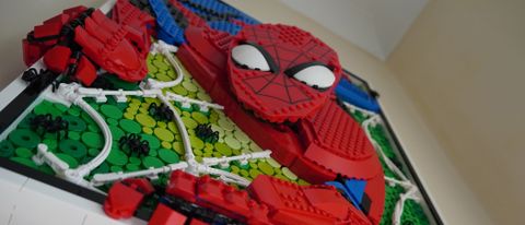 Lego Marvel The Amazing Spider-Man hung on a wall