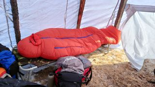 Matt Kollat's sleeping setup during Rat Race's Mongol 100 ultra