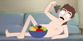 hoops ben hopkins eating fruit bowl while nude