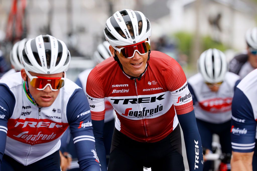 BREST FRANCE JUNE 24 Toms Skuji of Latvia and Team Trek Segafredo during the 108th Tour de France 2021 Team Trek Segafredo Training LeTour TDF2021 on June 24 2021 in Brest France Photo by Chris GraythenGetty Images