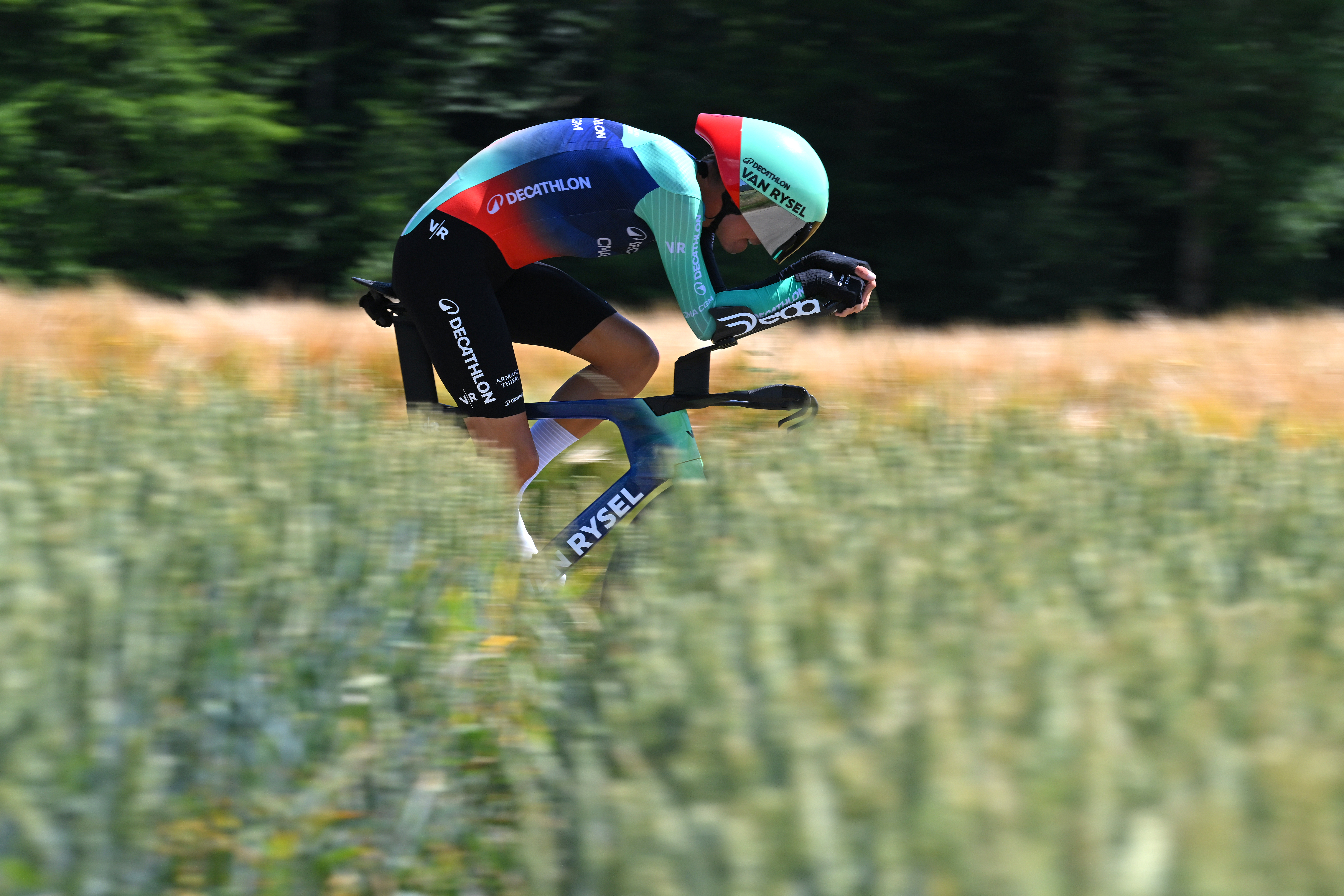 AARBURG, SWITZERLAND - JUNE 20: Oscar Chamberlain of Australia and Team Decathlon CMA CGM competes during the 89th Tour de Suisse 2026, Stage 4 a 23.7km individual time trial stage from Aarburg to Aarburg / #UCIWT / on June 20, 2026 in Aarburg, Switzerland. (Photo by Tim de Waele/Getty Images)